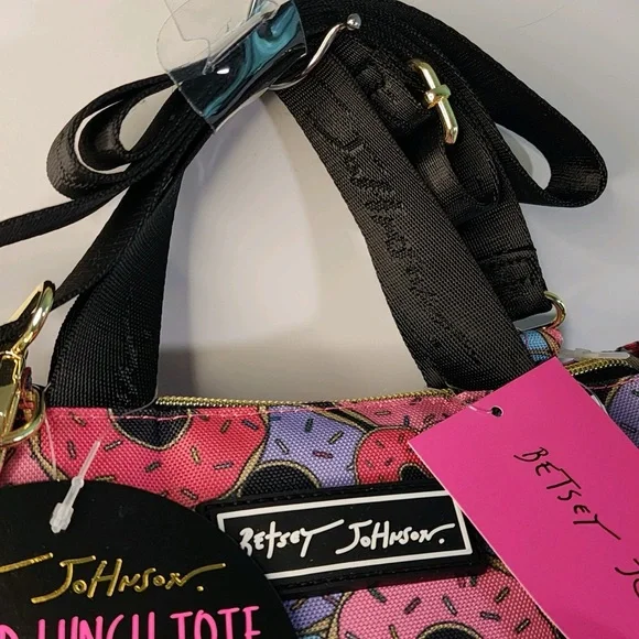 Betsey Johnson Insulated Light Weight Lunch Tote/Bag w/Graphic Donuts Print - Picture 9 of 15